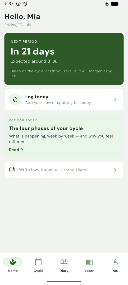 Senuna Cycle home screen